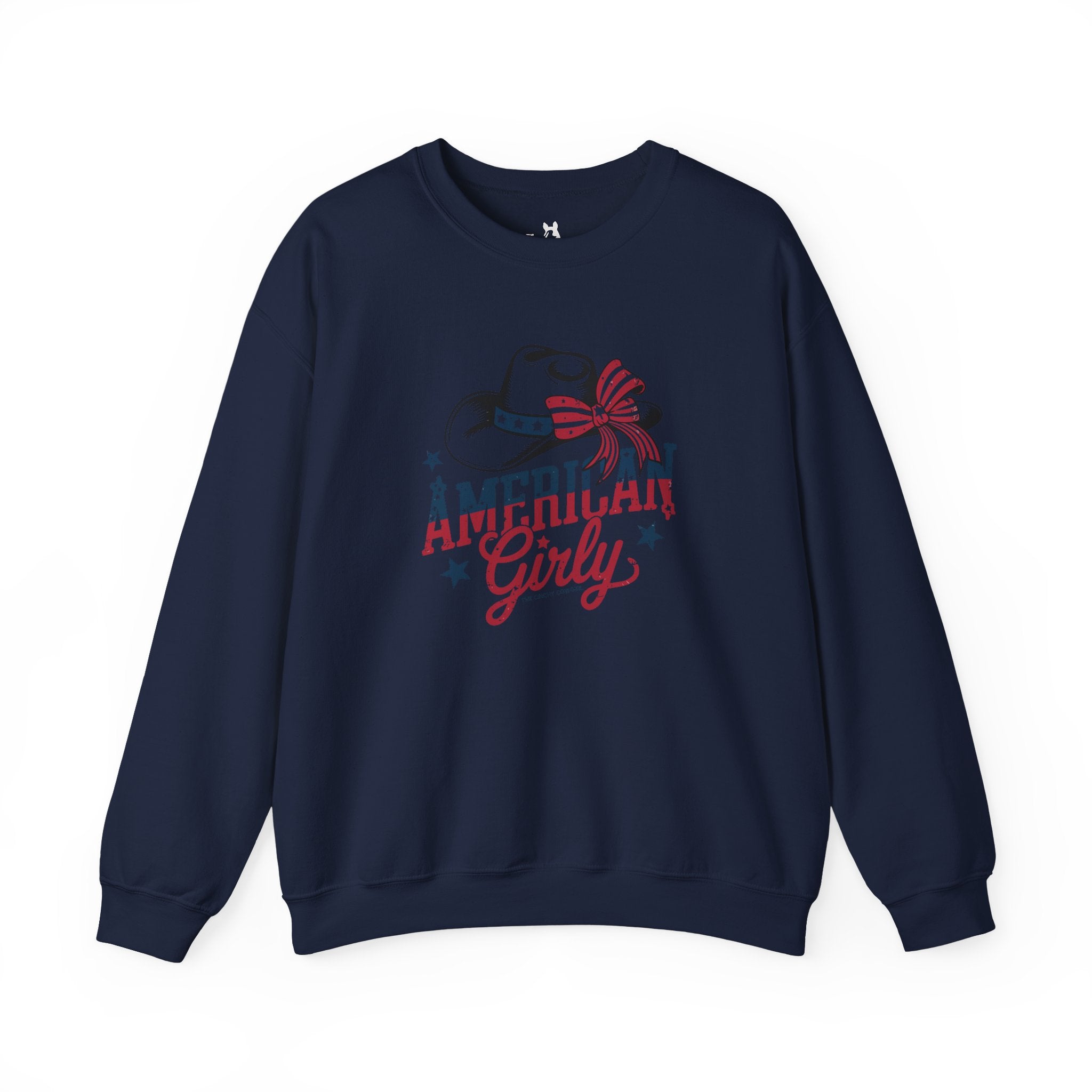 American Girly Fleece Pullover Sweatshirt The Cinchy Cowgirl - Print S Navy