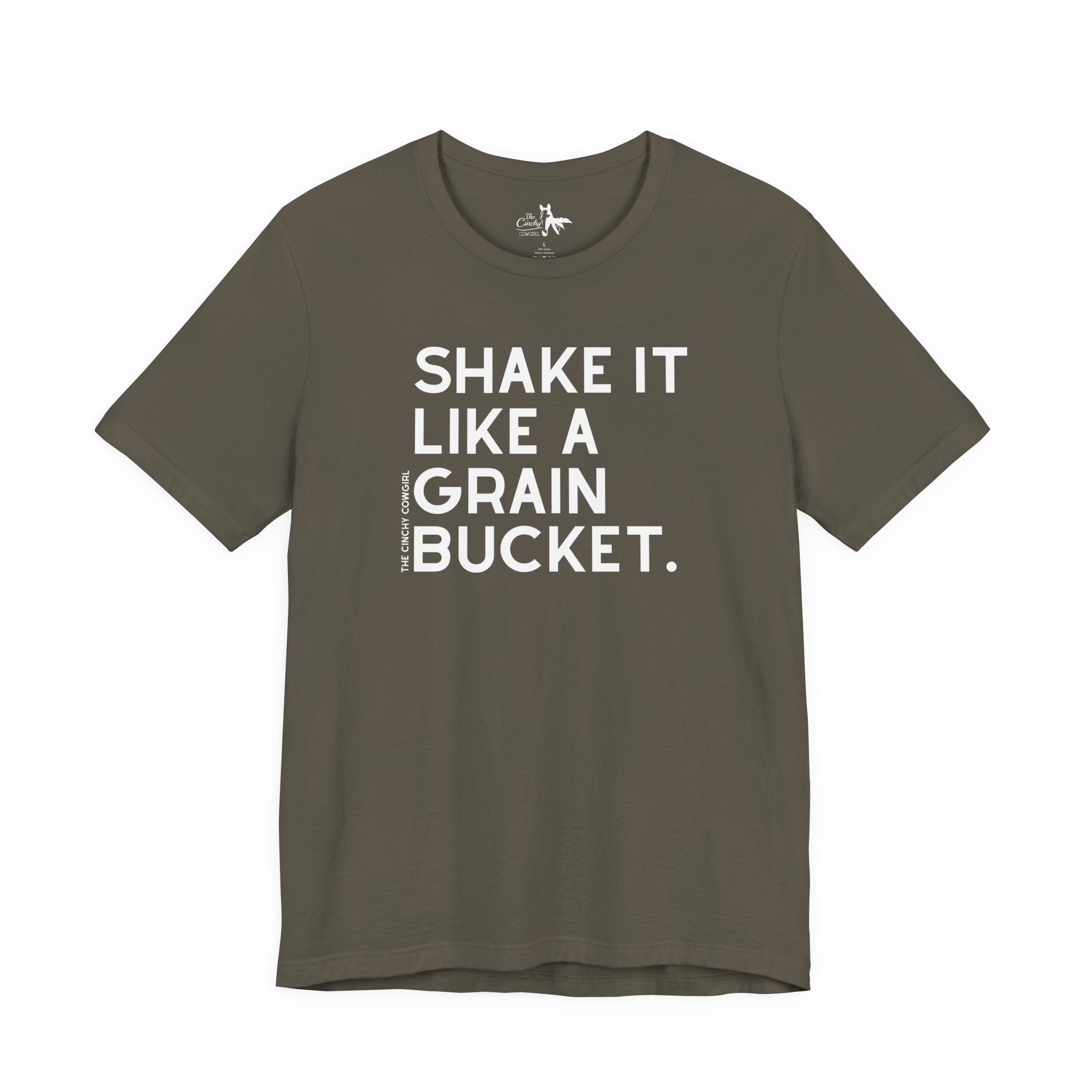 Shake It Like A Grain Bucket Short Sleeve Tee Graphic Tee The Cinchy Cowgirl - Print Army XS