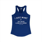 I Just Want To Eat Tacos And Ride My Horse Tank Top Tank Top The Cinchy Cowgirl - Print XS Solid Royal
