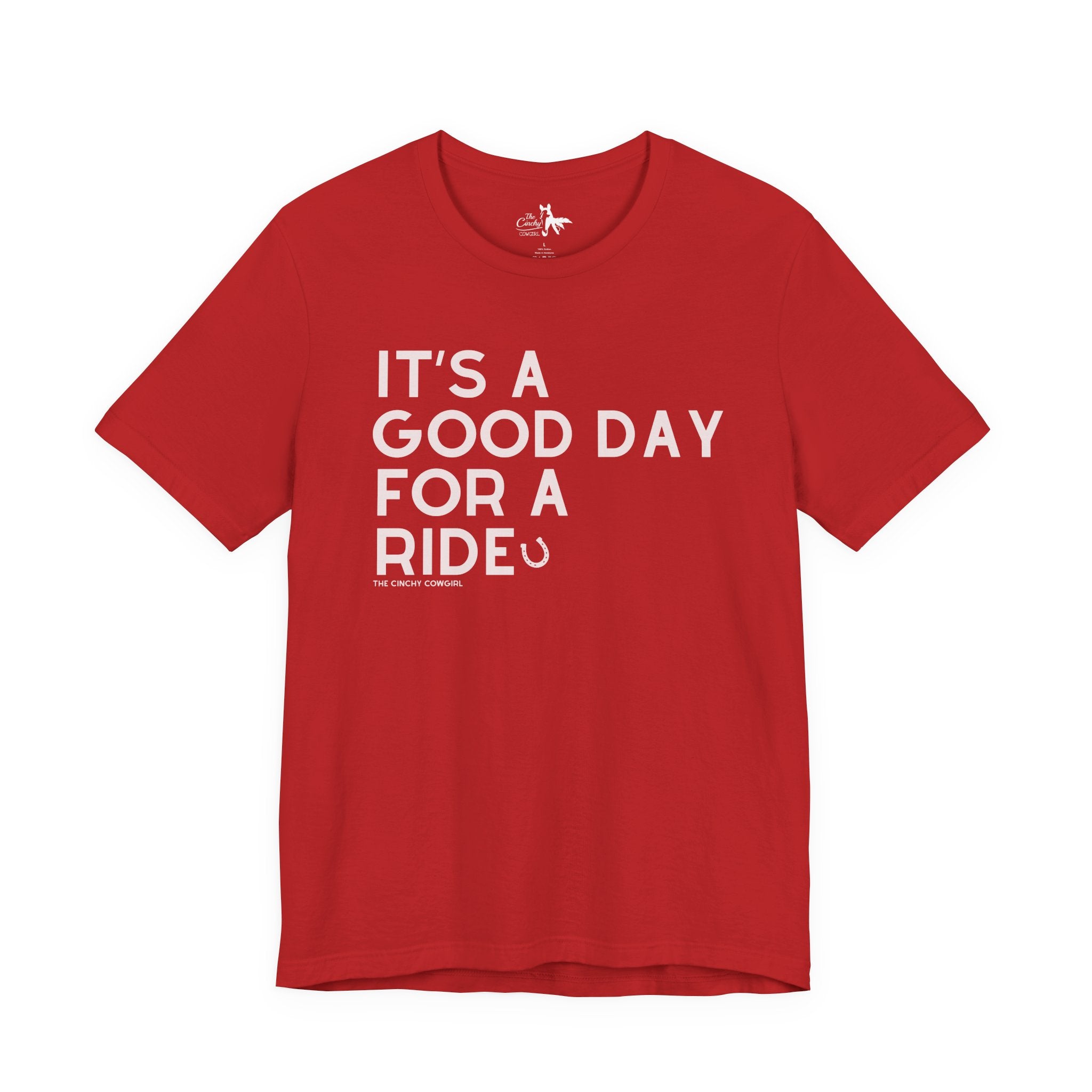 It's A Good Day For A Ride Short Sleeve Tee T-Shirt The Cinchy Cowgirl - Print Red XS