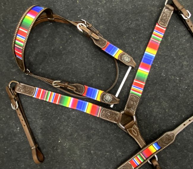 Serape Print Headstall 3 Piece Set headstall set Shiloh   