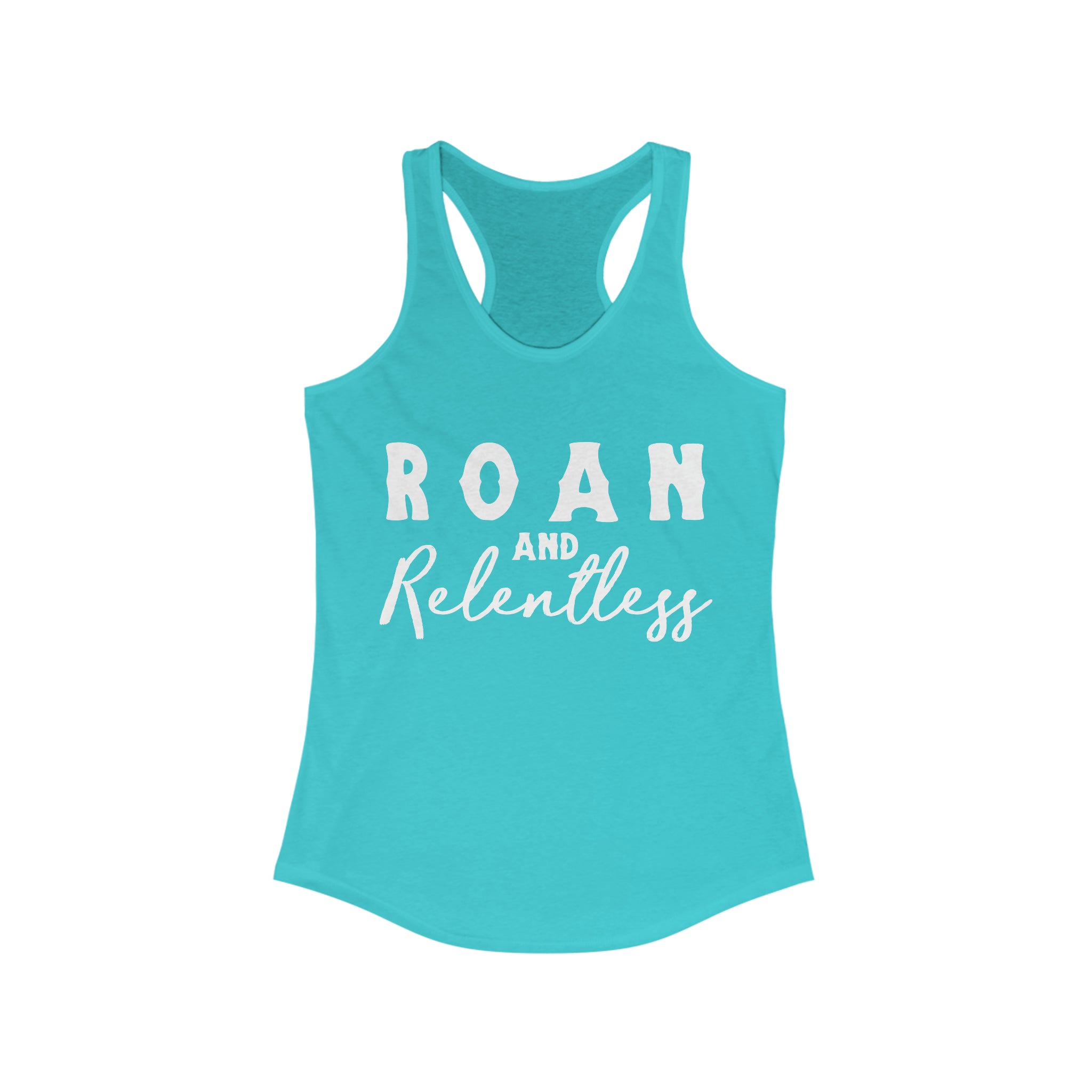 Roan & Relentless Racerback Tank Horse Color Shirts Printify XS Solid Tahiti Blue 