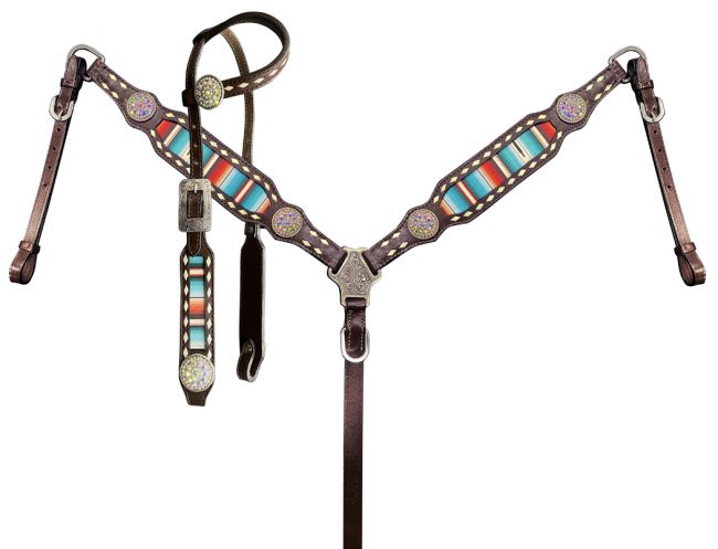 Serape Buckstitch Headstall Set headstall set Shiloh   