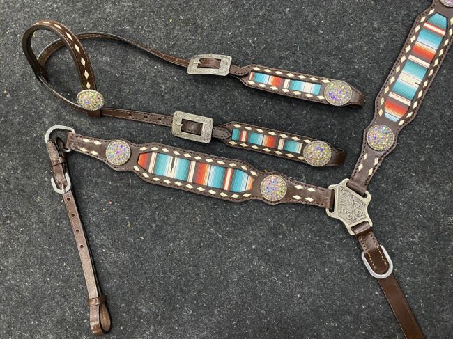 Serape Buckstitch Headstall Set headstall set Shiloh   