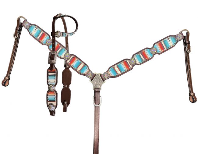 Serape Studded Headstall Set headstall set Shiloh   