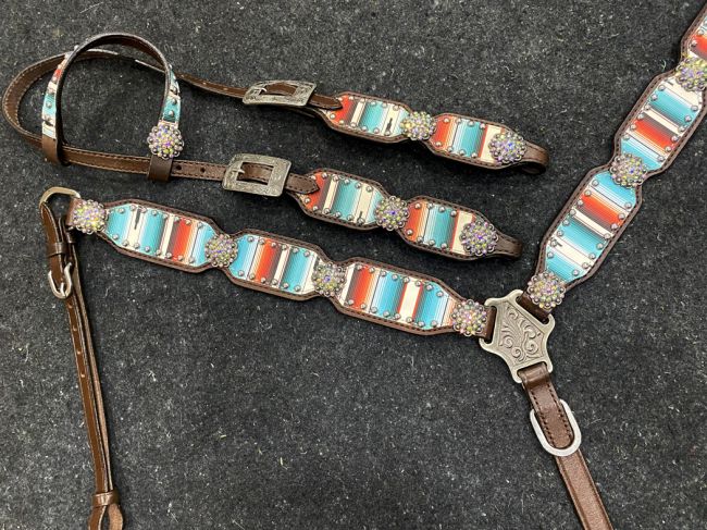 Serape Studded Headstall Set headstall set Shiloh   