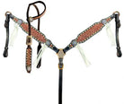 Two Tone Tooled One Ear Headstall and Breastcollar Set headstall set Shiloh