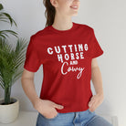 Cutting Horse & Cowy Short Sleeve Tee Horse Riding Discipline Tee Printify Red XS 