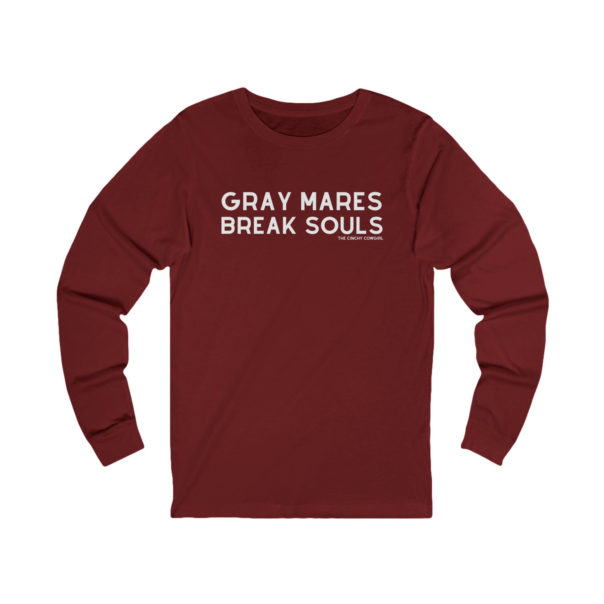 Gray Mares Break Souls Long Sleeve Tee Long-sleeve The Cinchy Cowgirl - Print S Cardinal