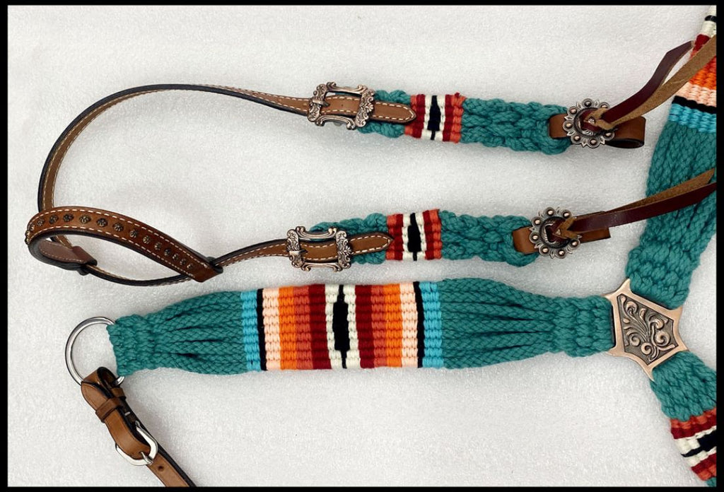 Corded Teal Southwest One Ear Headstall Set headstall set Shiloh   