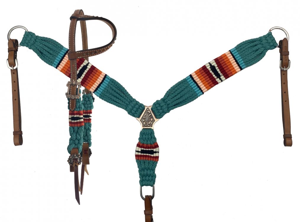 Corded Teal Southwest One Ear Headstall Set headstall set Shiloh   