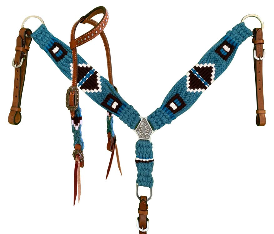 PONY One Ear Blue Corded Headstall Set headstall set Shiloh   