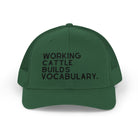 Embroidered Working Cattle Builds Vocabulary Trucker Hat [23 Colors] Embroidered TCC Hat The Cinchy Cowgirl - Print Evergreen