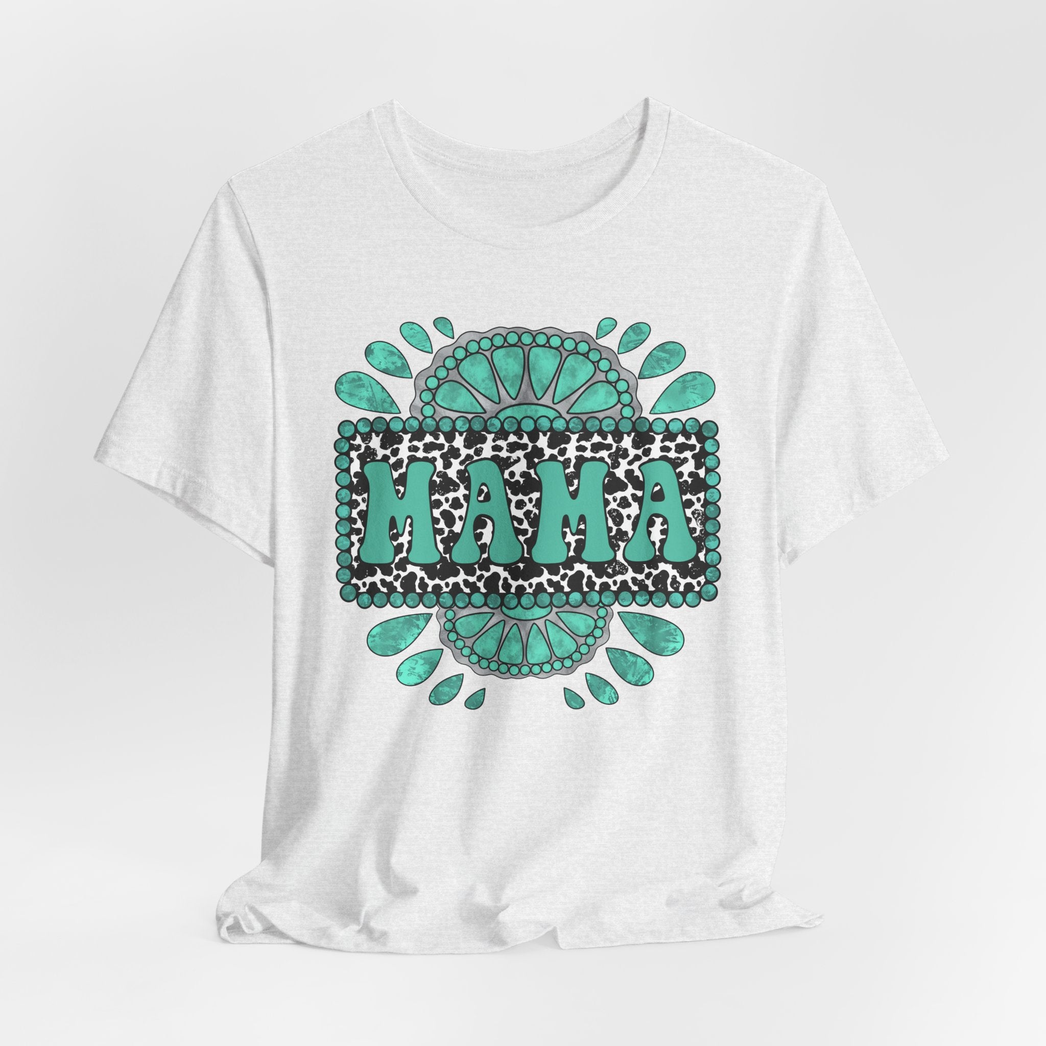 Turquoise Western Mama Short Sleeve Graphic Tee (Available In 14 Colors) T-Shirt Printify Ash XS