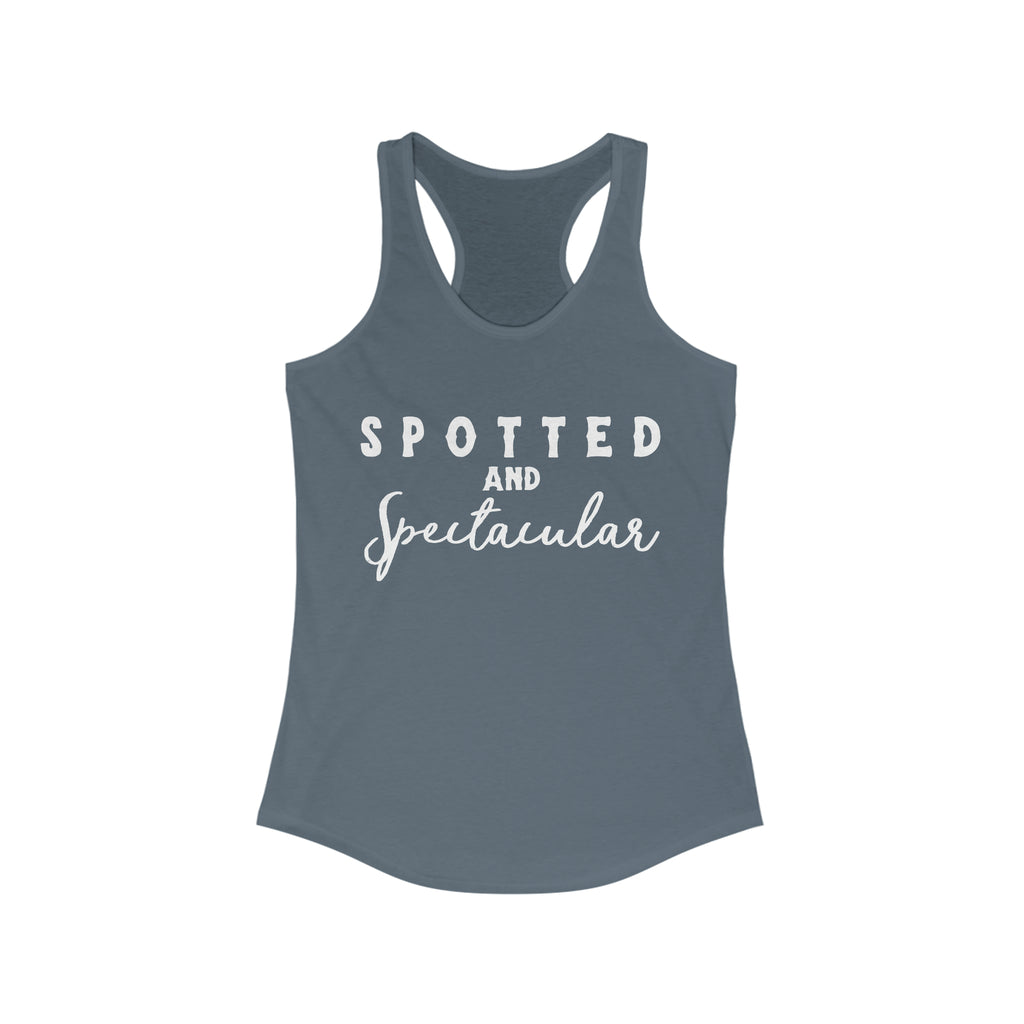 Spotted & Spectacular Racerback Tank Horse Color Shirts Printify XS Solid Indigo 