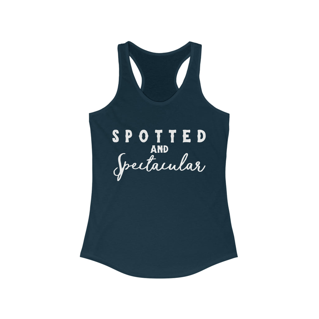 Spotted & Spectacular Racerback Tank Horse Color Shirts Printify XS Solid Midnight Navy 