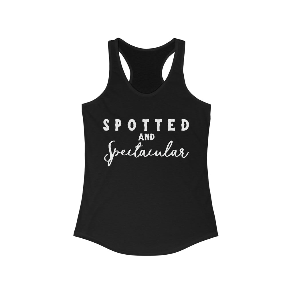 Spotted & Spectacular Racerback Tank Horse Color Shirts Printify XS Solid Black 