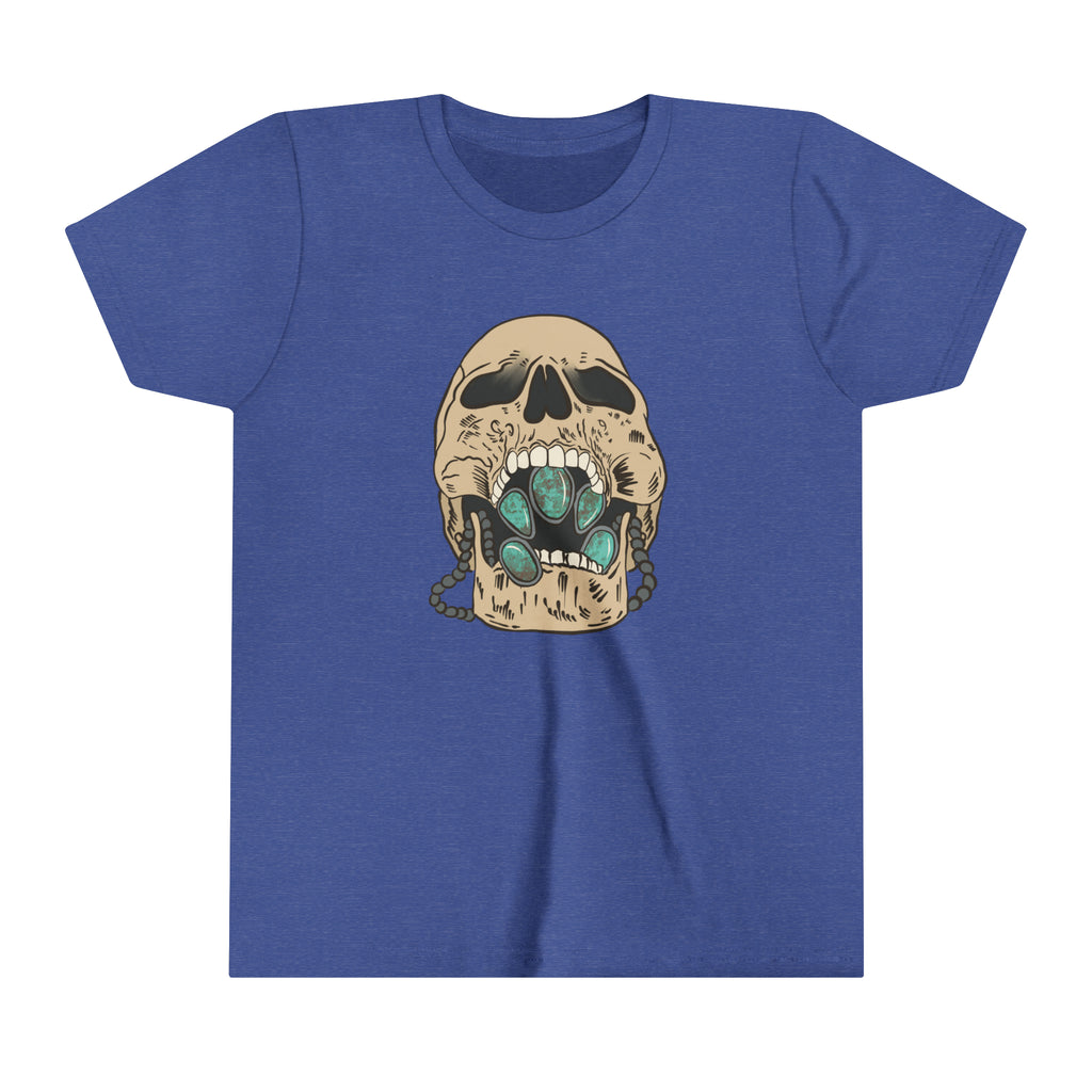 Squash Blossom Skull Youth Short Sleeve Tee Royal