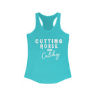 Cutting Horse & Catchy Racerback Tank Horse Riding Discipline Tee Printify XS Solid Tahiti Blue 