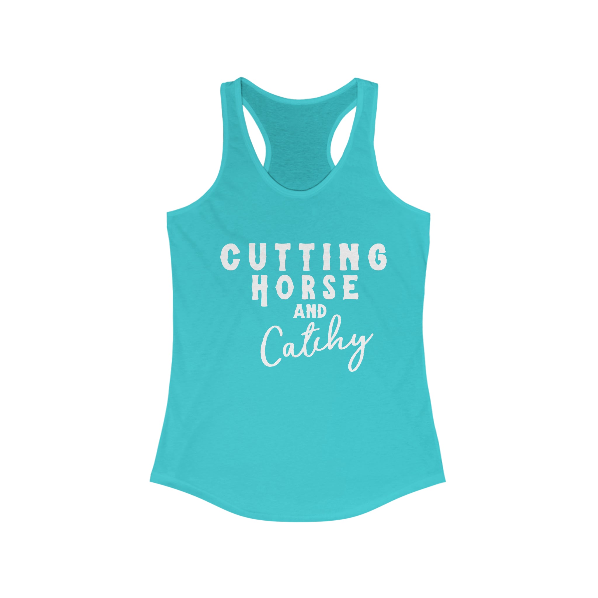 Cutting Horse & Catchy Racerback Tank Horse Riding Discipline Tee Printify XS Solid Tahiti Blue 