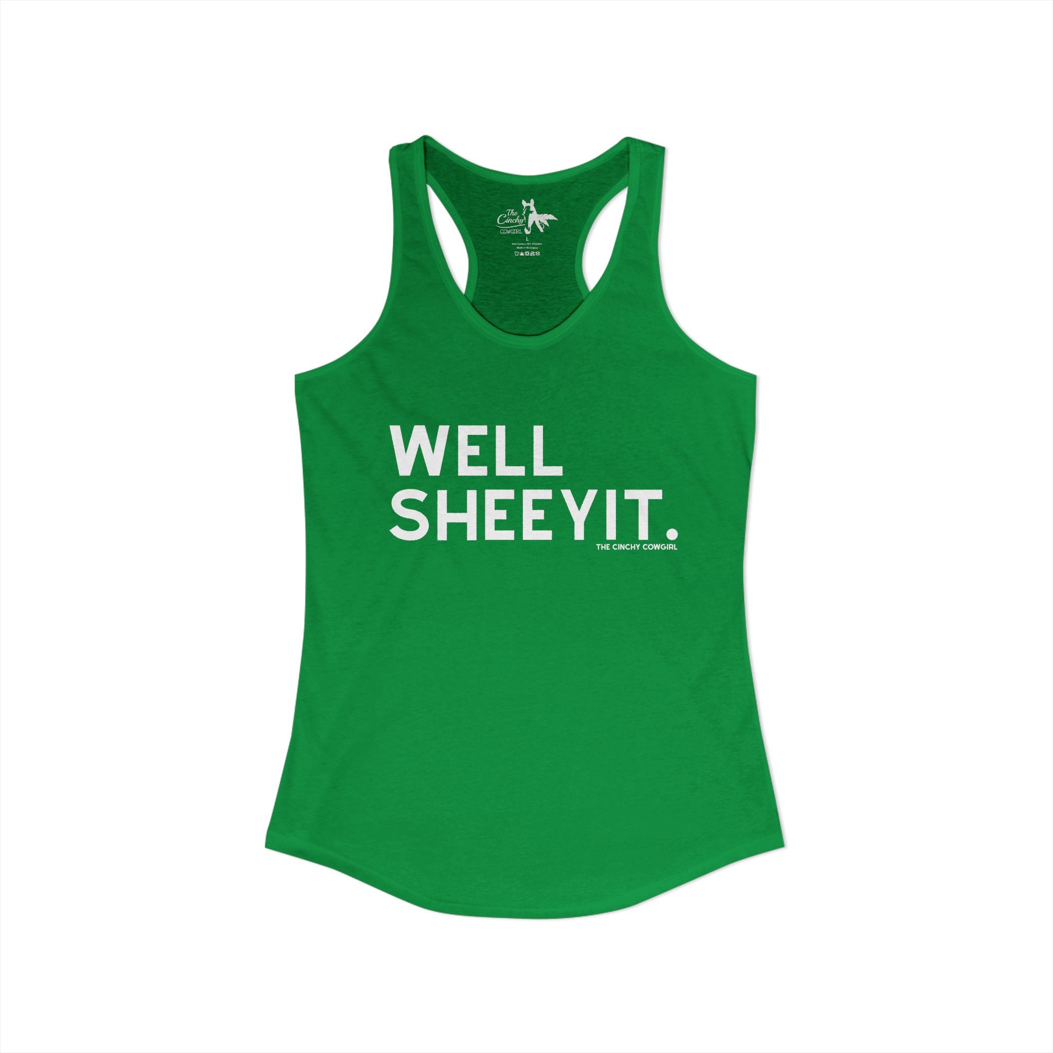 Well Sheeyit Tank Top Tank Top The Cinchy Cowgirl - Print XS Solid Kelly Green