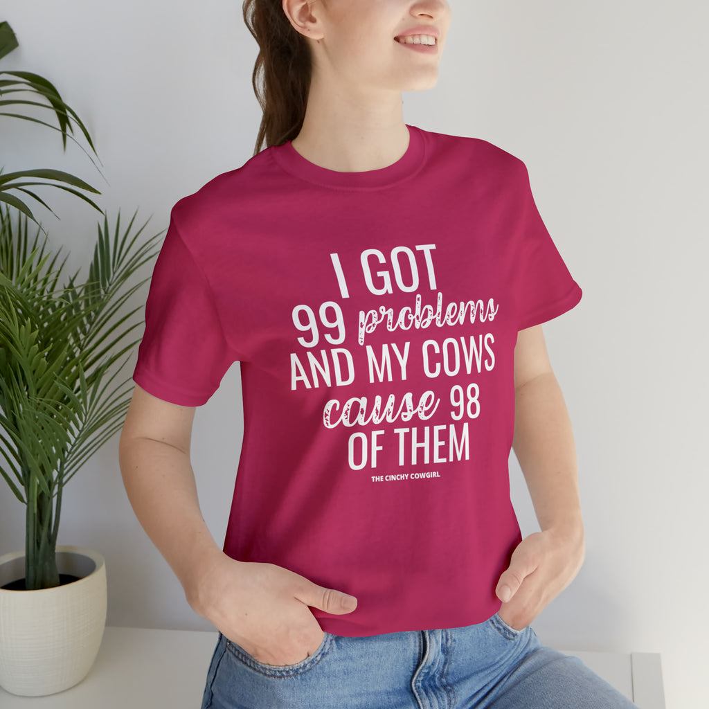 Cow Problems Short Sleeve Tee tcc graphic tee Printify Berry XS 