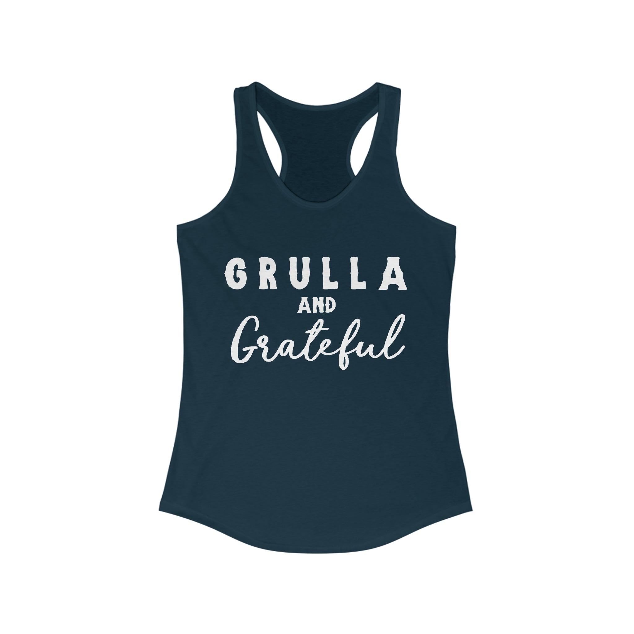 Grulla & Grateful Racerback Tank Horse Color Shirts Printify XS Solid Midnight Navy 