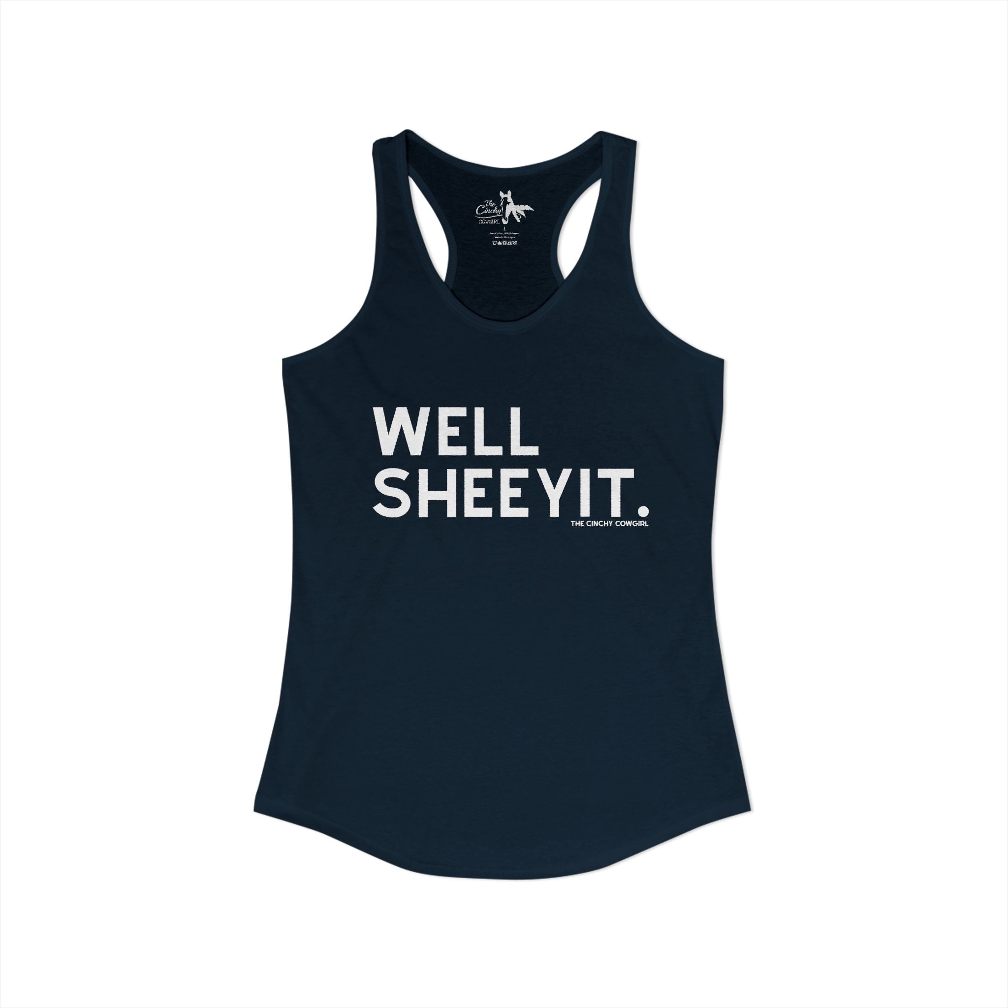 Well Sheeyit Tank Top Tank Top The Cinchy Cowgirl - Print XS Solid Midnight Navy