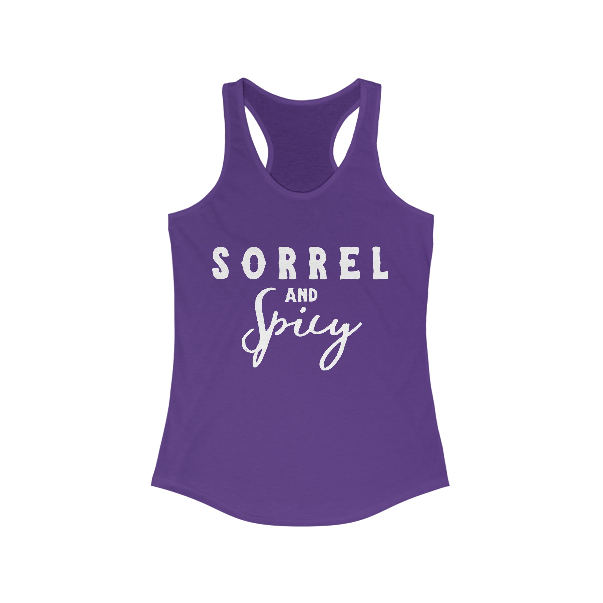 Sorrel & Spicy Racerback Tank Horse Color Shirts Printify XS Solid Purple Rush
