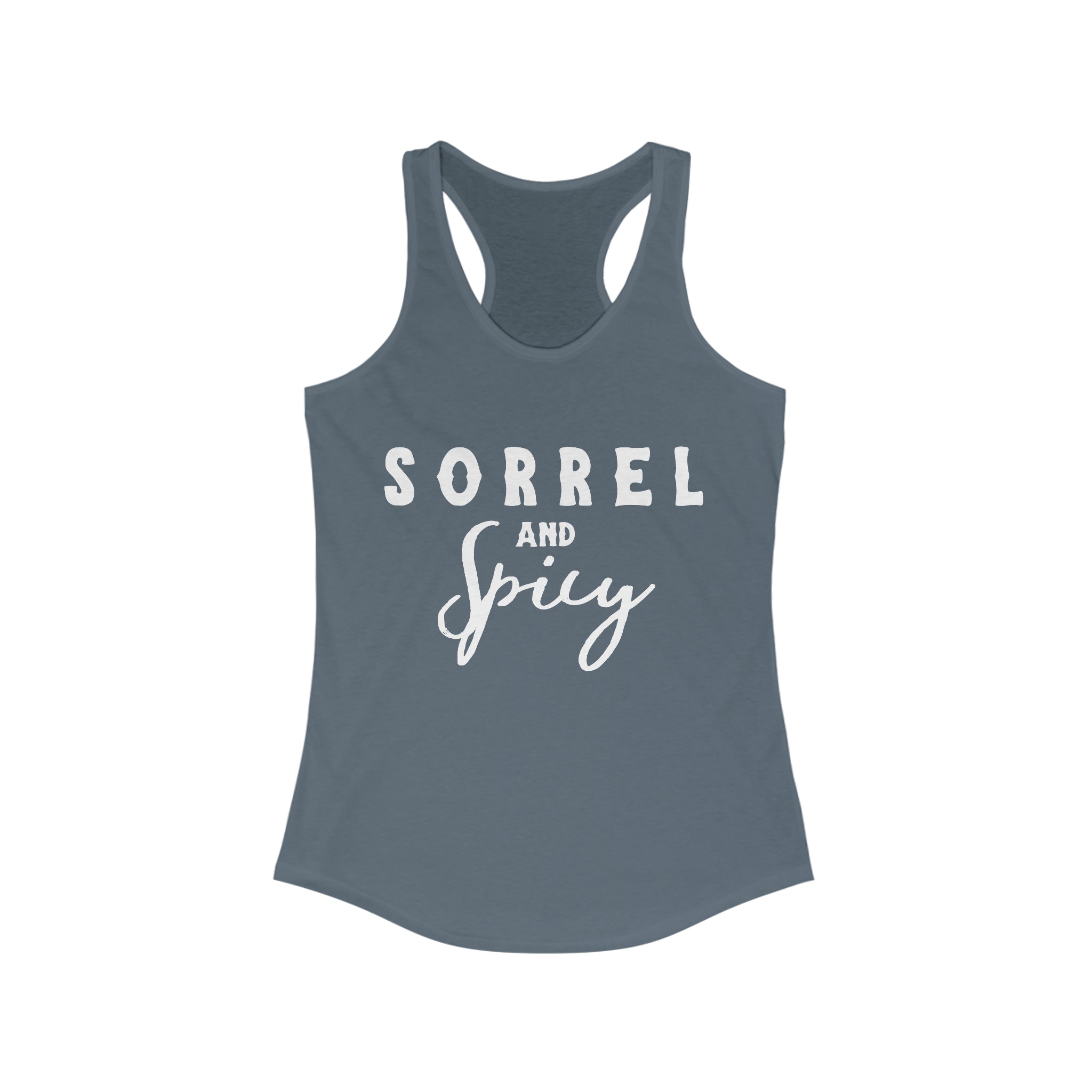 Sorrel & Spicy Racerback Tank Horse Color Shirts Printify XS Solid Indigo