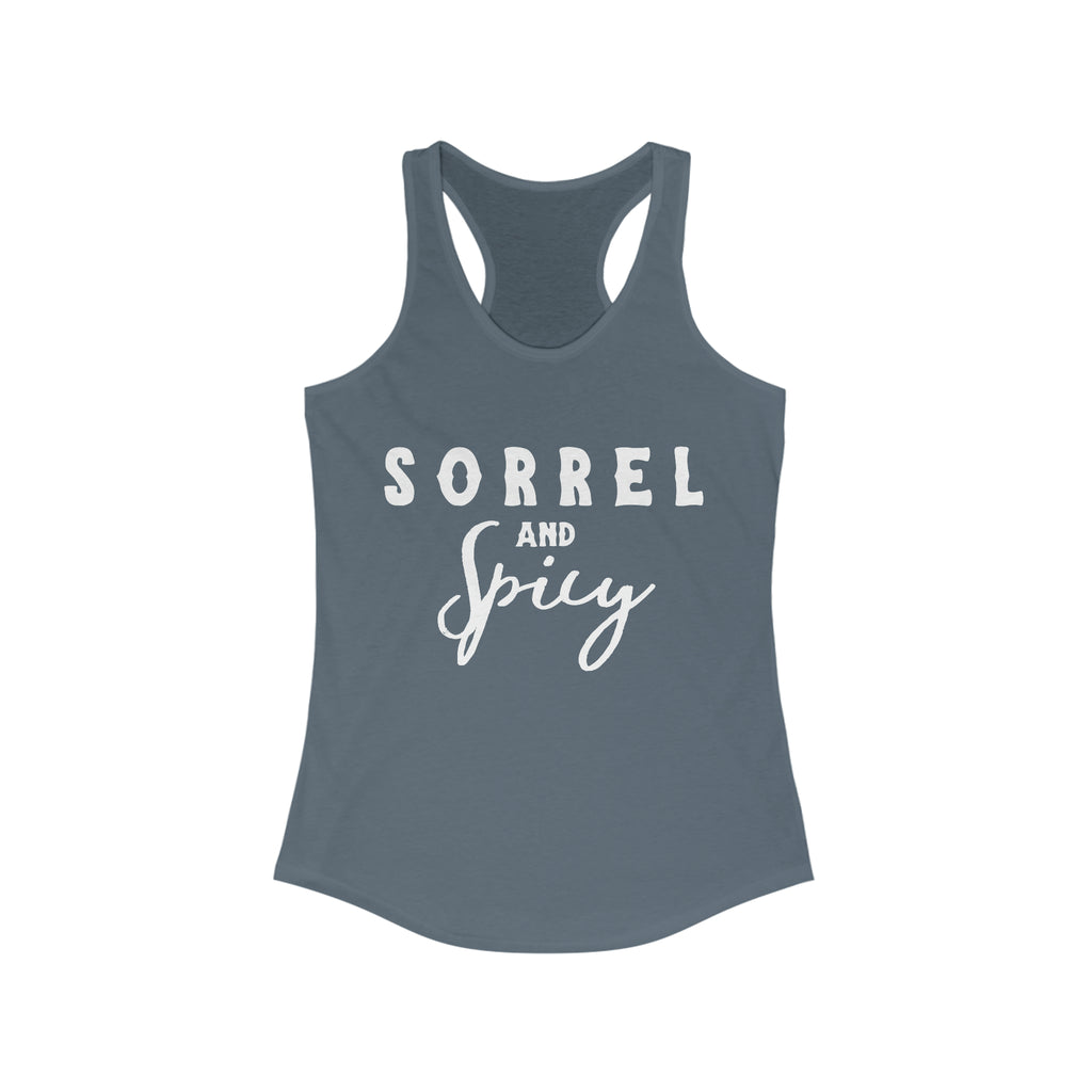 Sorrel & Spicy Racerback Tank Horse Color Shirts Printify S Solid Indigo 