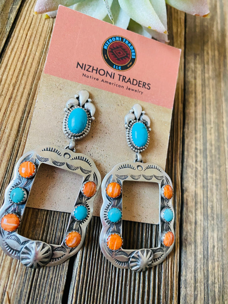 Southwestern Buckle Dangle Earrings NT jewelry NizhoniTradersLLC   
