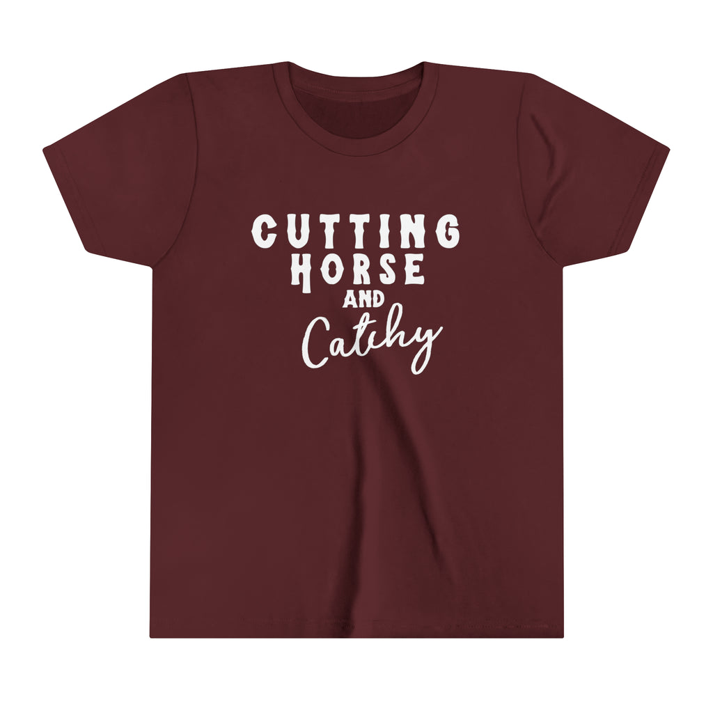 Cutting Horse & Catchy Youth Tee Maroon