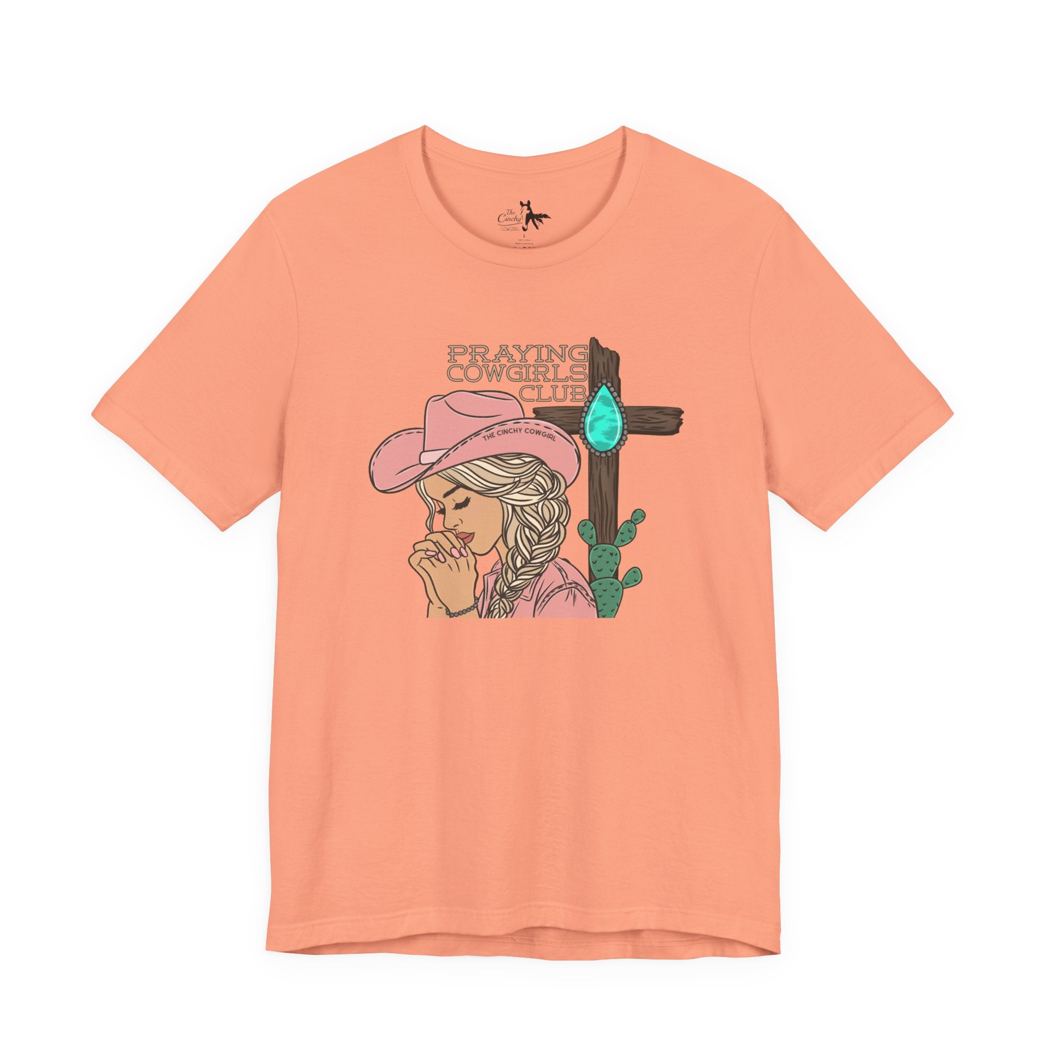 Praying Cowgirls Club Short Sleeve Tee Graphic Tee The Cinchy Cowgirl - Print Sunset XS