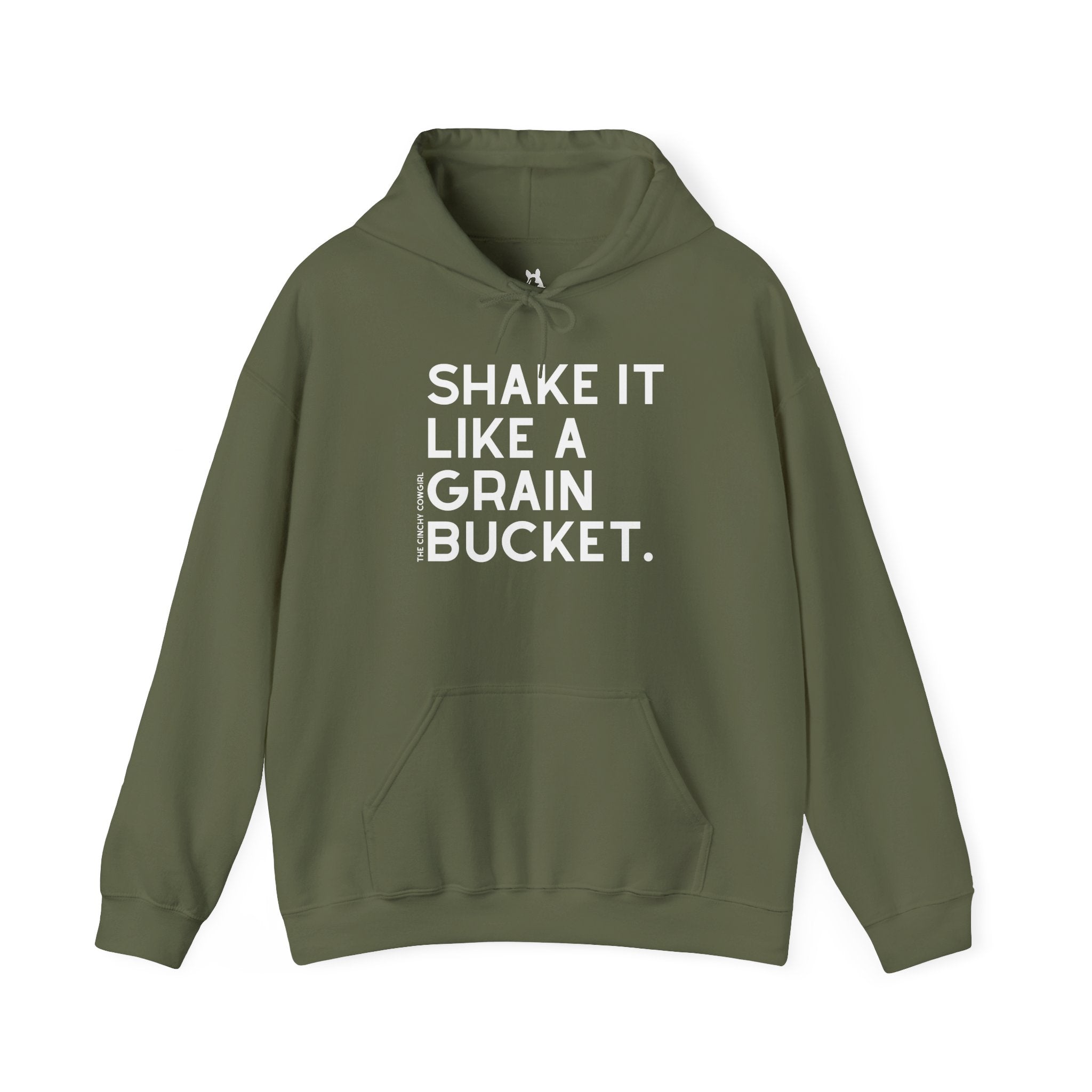 Shake It Like A Grain Bucket Hoodie Hoodie The Cinchy Cowgirl - Print Military Green S