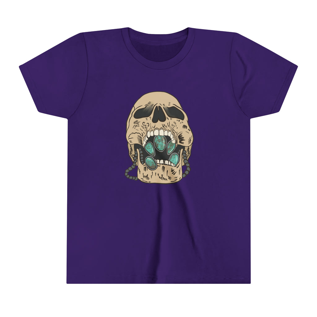 Squash Blossom Skull Youth Short Sleeve Tee Purple