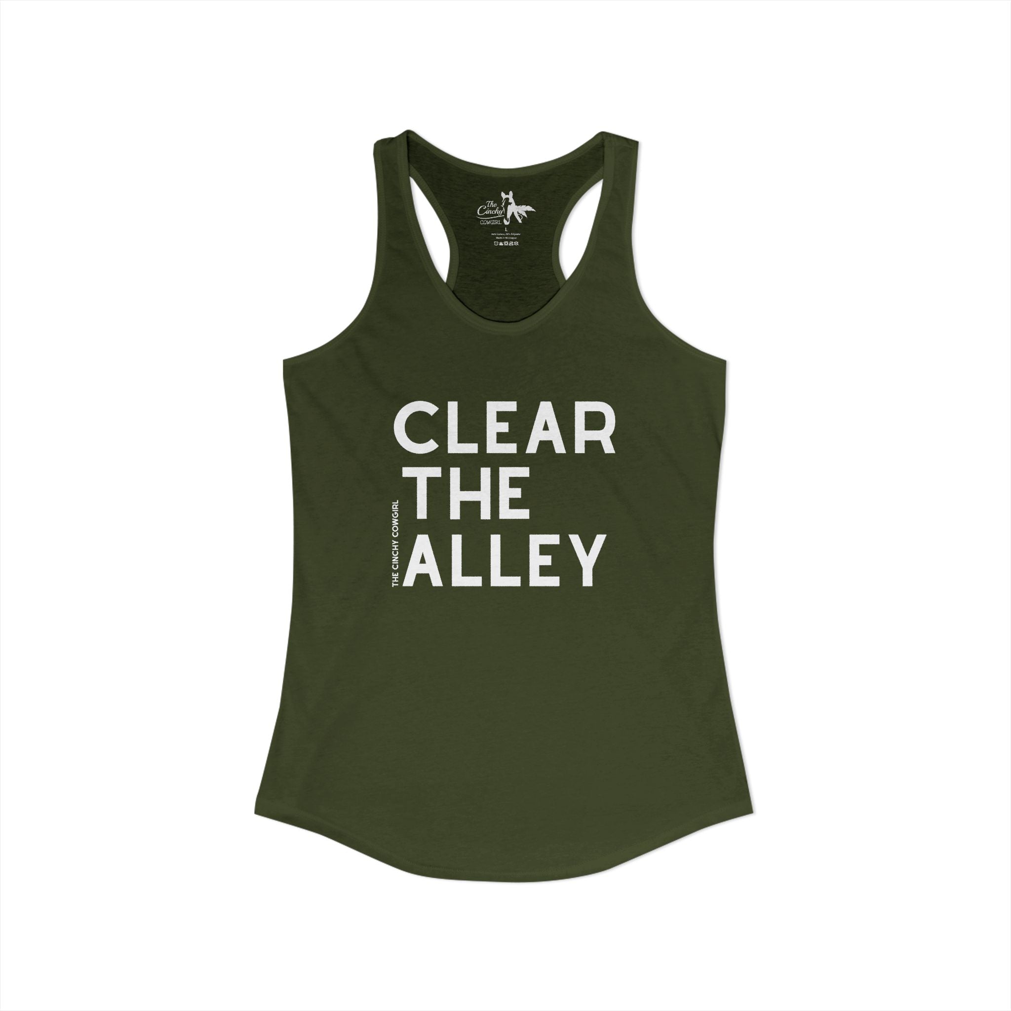 Clear The Alley Tank Top Tank Top The Cinchy Cowgirl - Print XS Solid Military Green