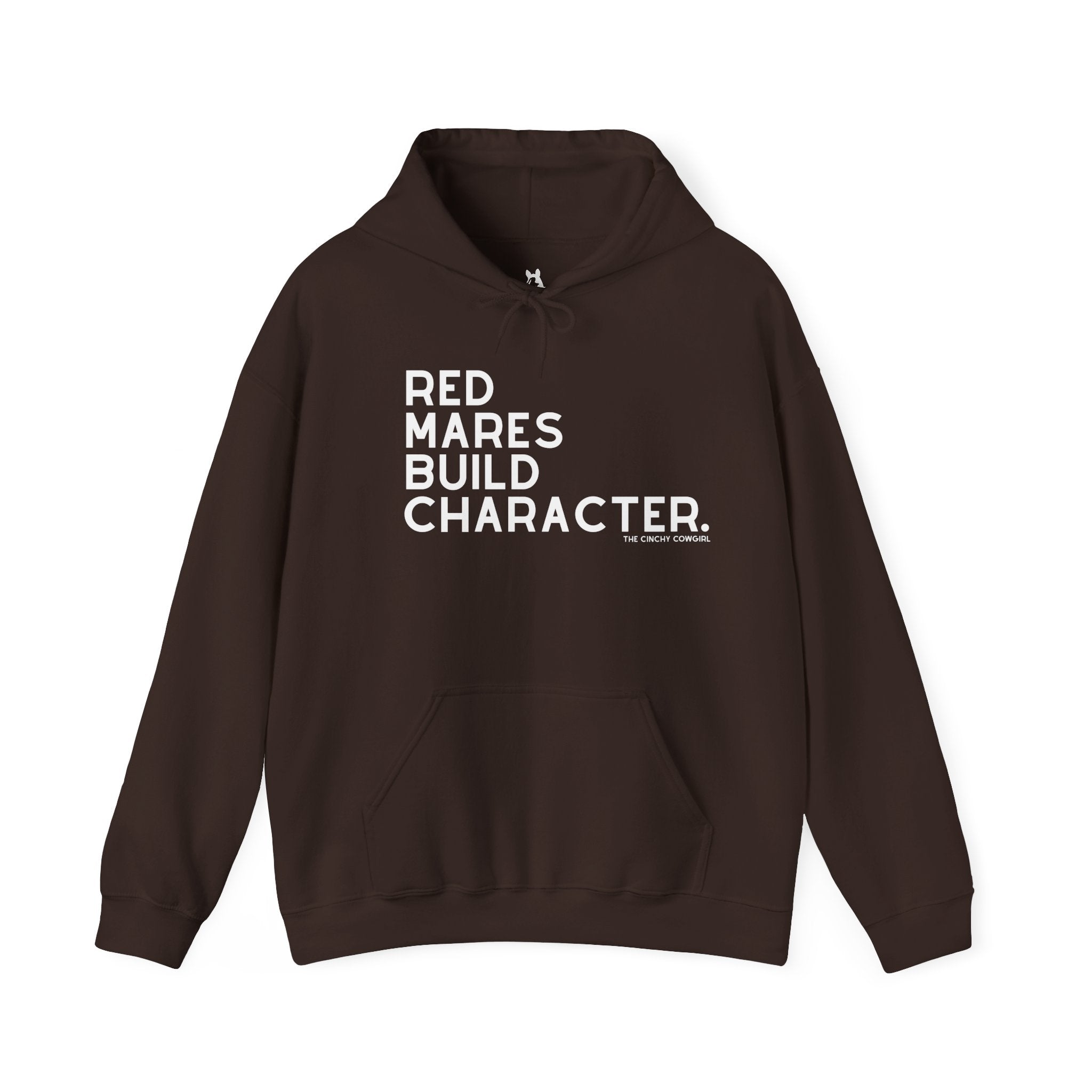 Red Mares Build Character Hoodie Hoodie The Cinchy Cowgirl - Print Dark Chocolate S