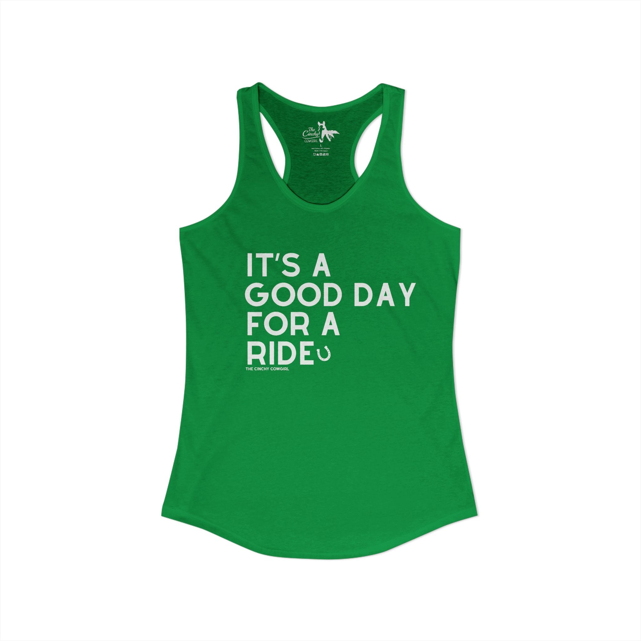 It's A Good Day For a Ride Tank Top Tank Top The Cinchy Cowgirl - Print XS Solid Kelly Green