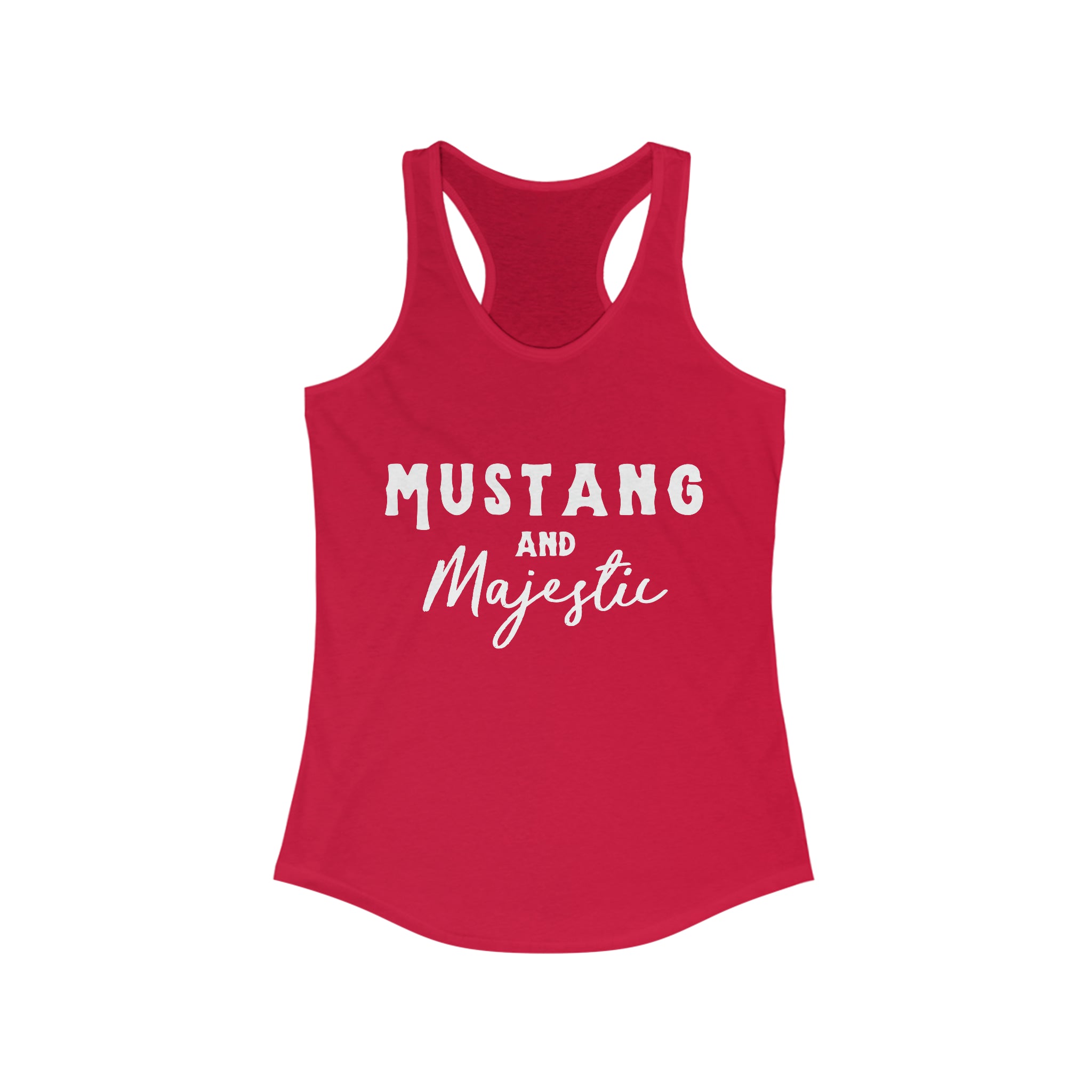 Mustang & Majestic Racerback Tank Horse Color Shirts Printify XS Solid Red 