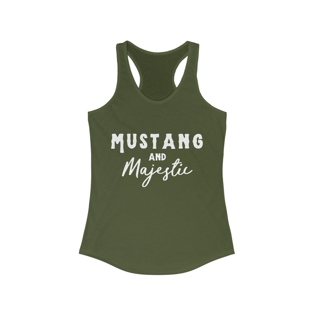 Mustang & Majestic Racerback Tank Horse Color Shirts Printify XS Solid Military Green 