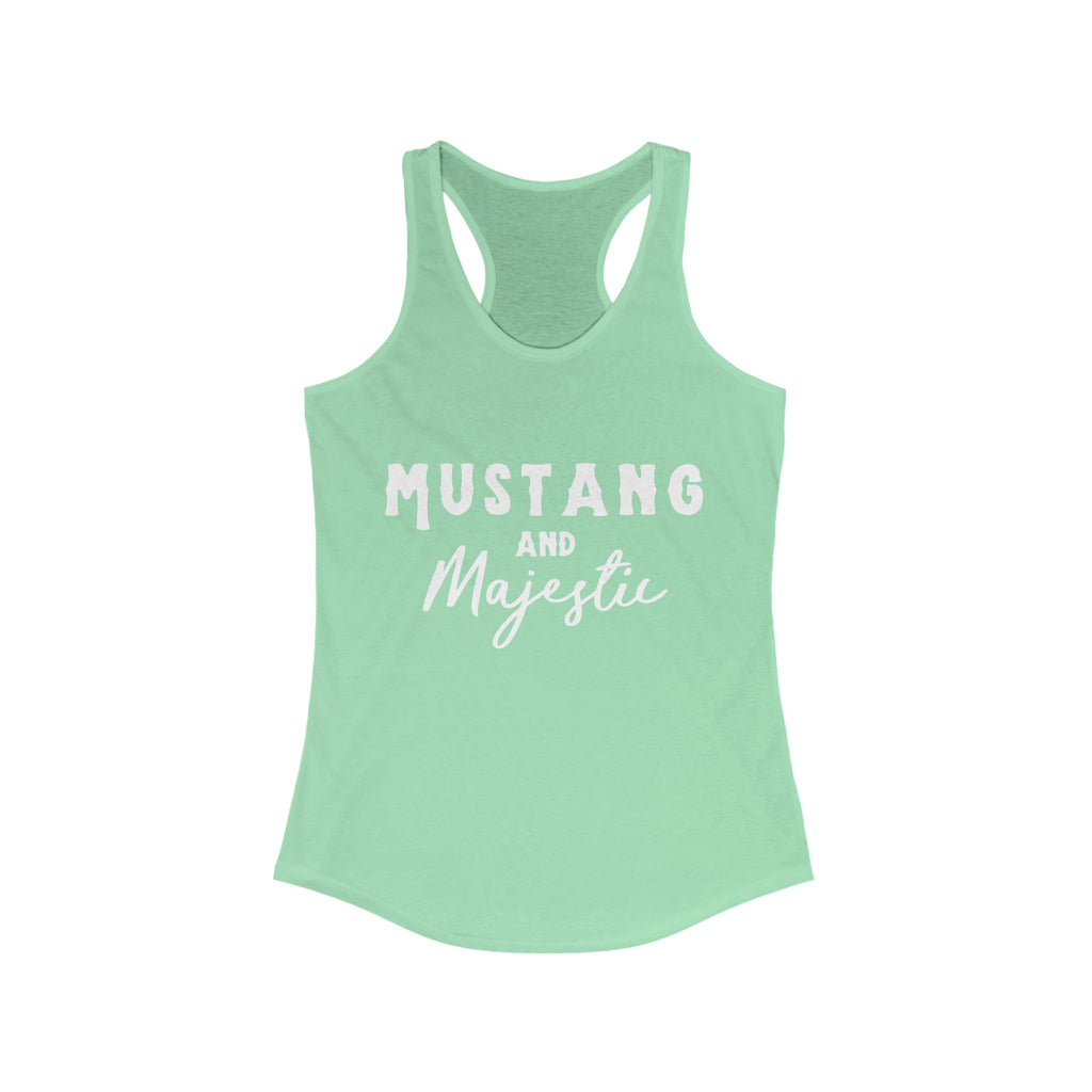 Mustang & Majestic Racerback Tank Horse Color Shirts Printify XS Solid Mint