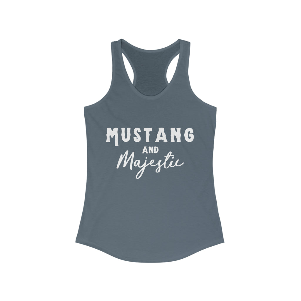 Mustang & Majestic Racerback Tank Horse Color Shirts Printify XS Solid Indigo