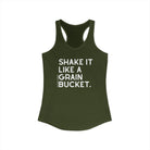 Shake It Like A Grain Bucket Racerback Tank Tank Top The Cinchy Cowgirl - Print XS Solid Military Green
