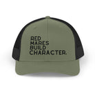 Red Mares Build Character Trucker Hat Embroidered TCC Hat The Cinchy Cowgirl - Print