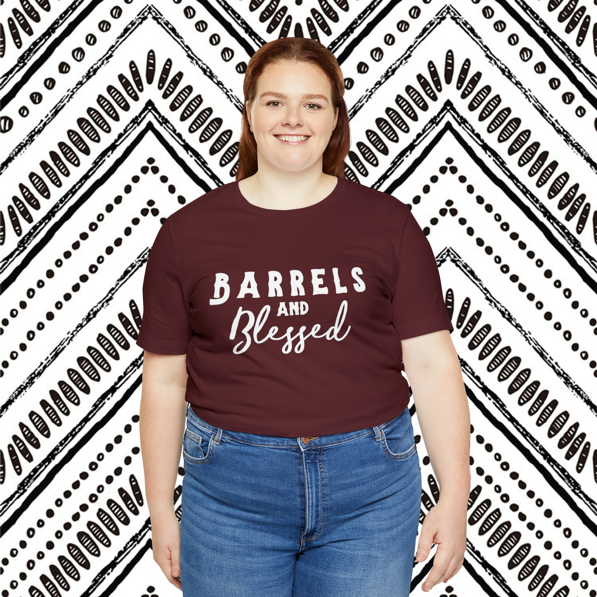 Barrels & Blessed Short Sleeve Tee Horse Riding Discipline Tee Printify   