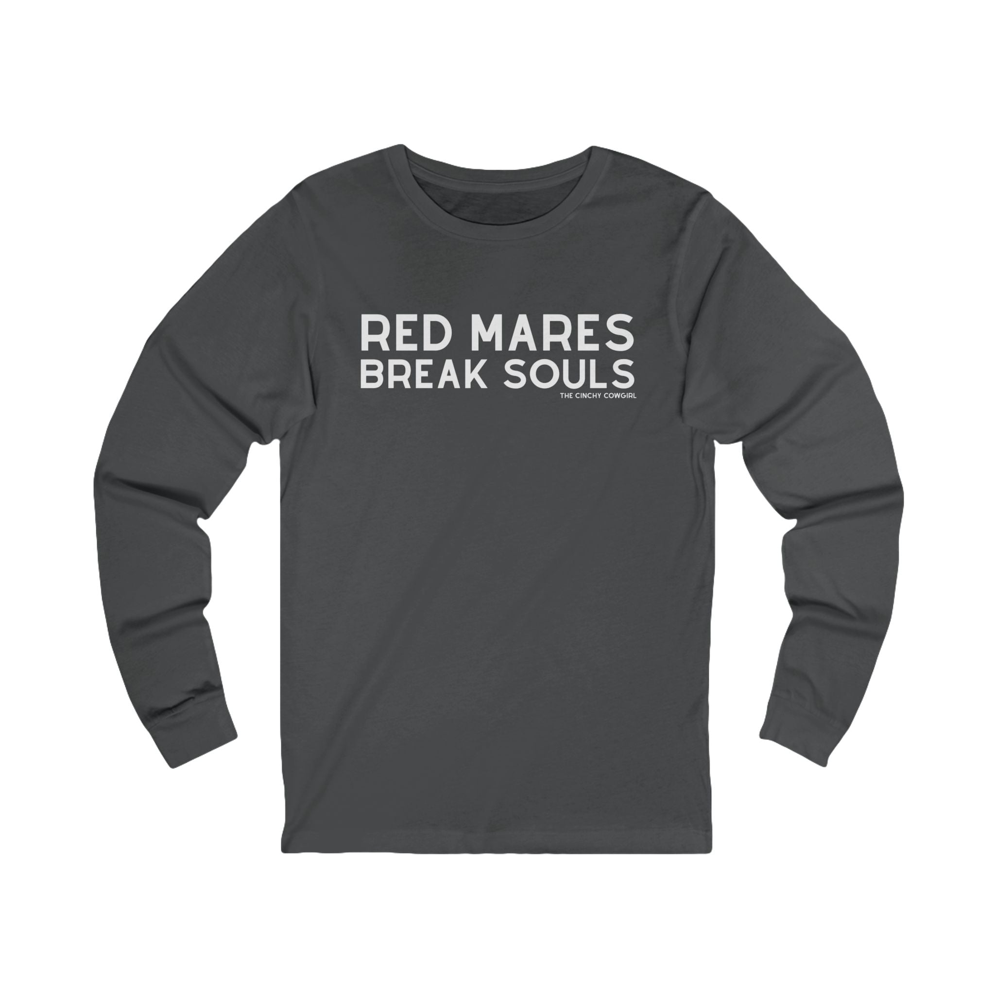 Red Mares Break Souls Long Sleeve Tee Long-sleeve The Cinchy Cowgirl - Print S Asphalt