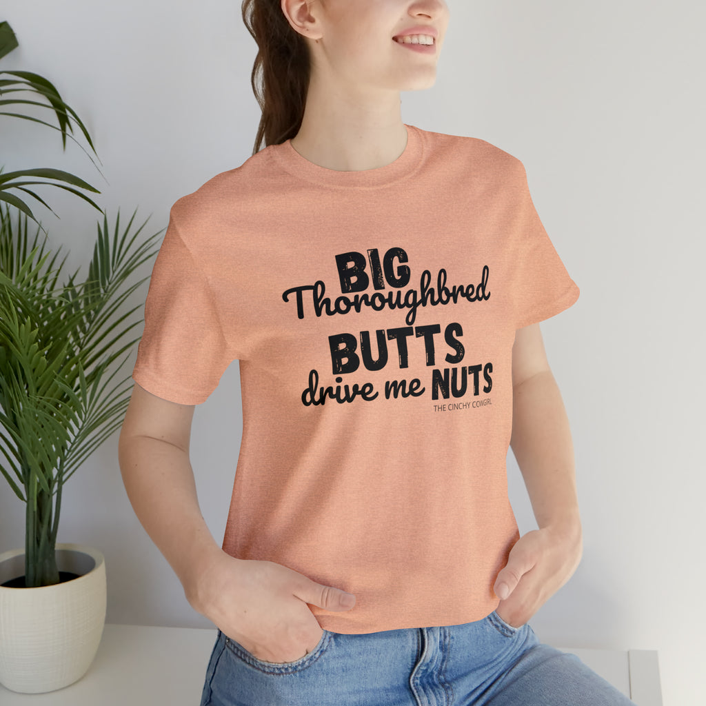 Thoroughbred Butts Short Sleeve Tee tcc graphic tee Printify Heather Peach XS 