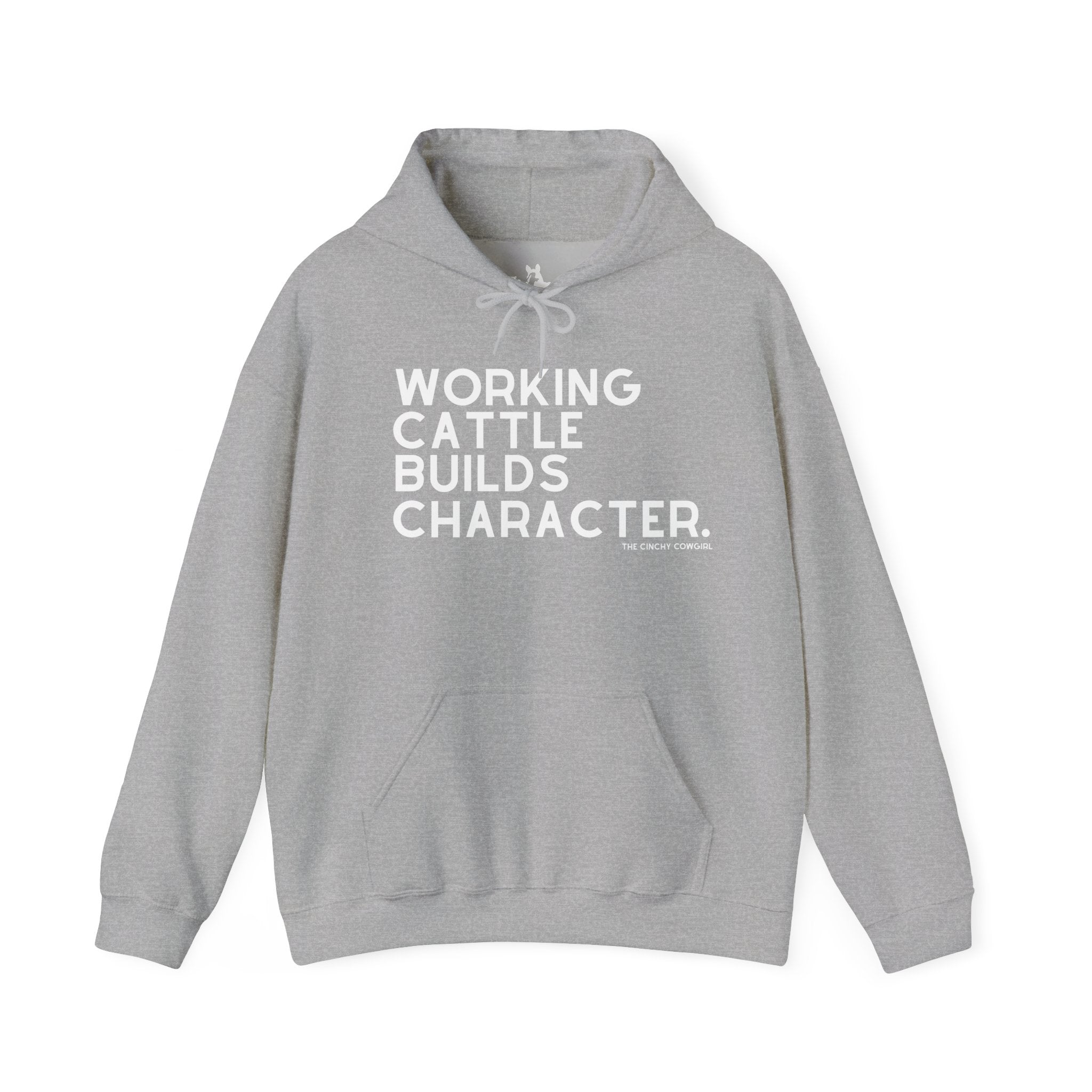 Working Cattle Builds Character Hoodie Hoodie The Cinchy Cowgirl - Print Sport Grey S
