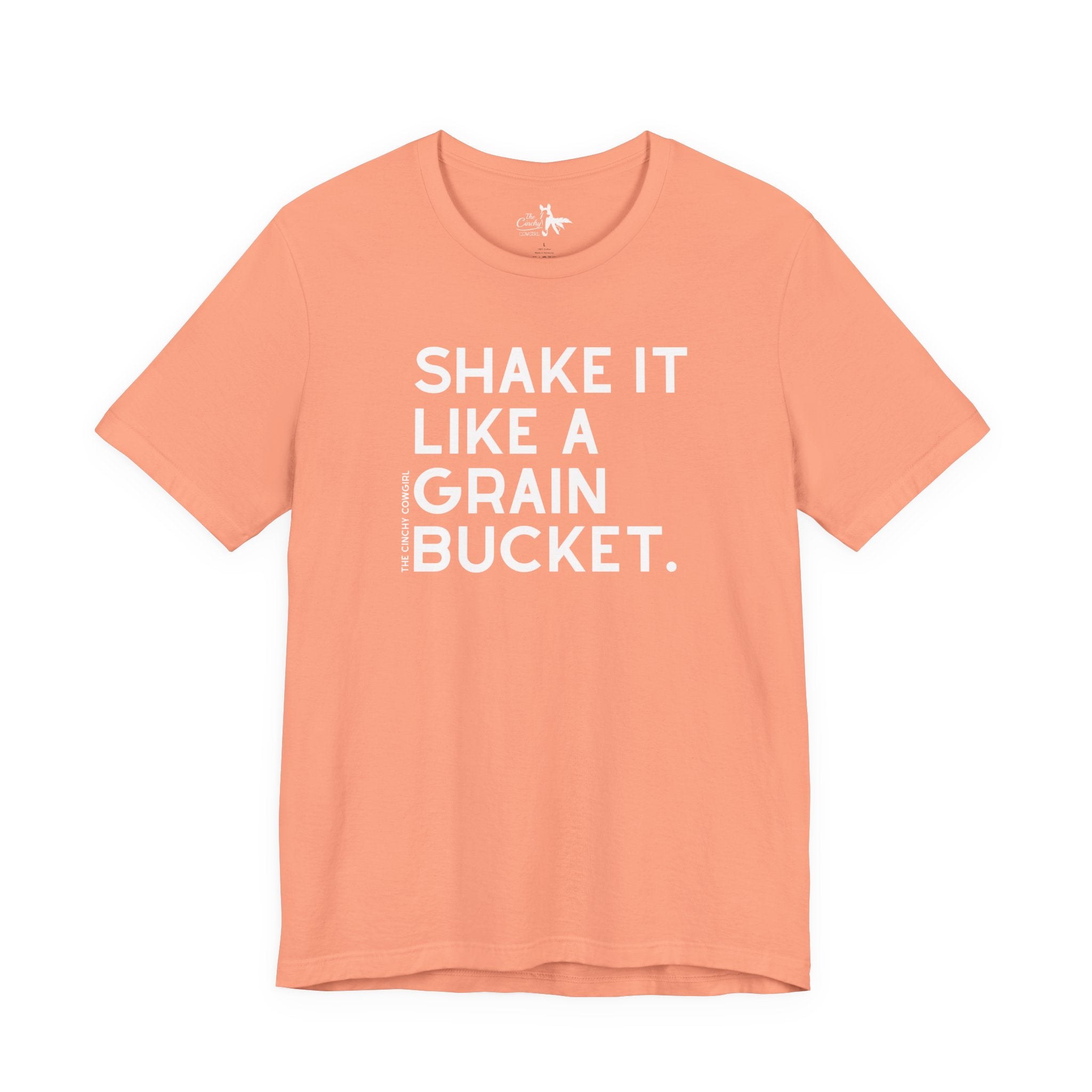 Shake It Like A Grain Bucket Short Sleeve Tee Graphic Tee The Cinchy Cowgirl - Print Sunset XS